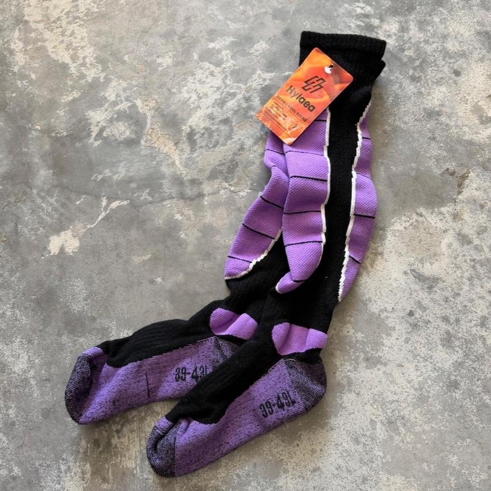 Hylaea Merino Wool Ski Socks Black Purple Size Large L NWT Thermal Snowboard
